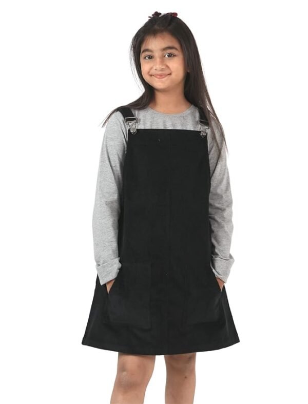 Tweeny Mini Girls Kids Pinafore Dress Denim, Corduroy Cotton Winter Summer Premium Dresses with Pockets (Without T-Shirt)